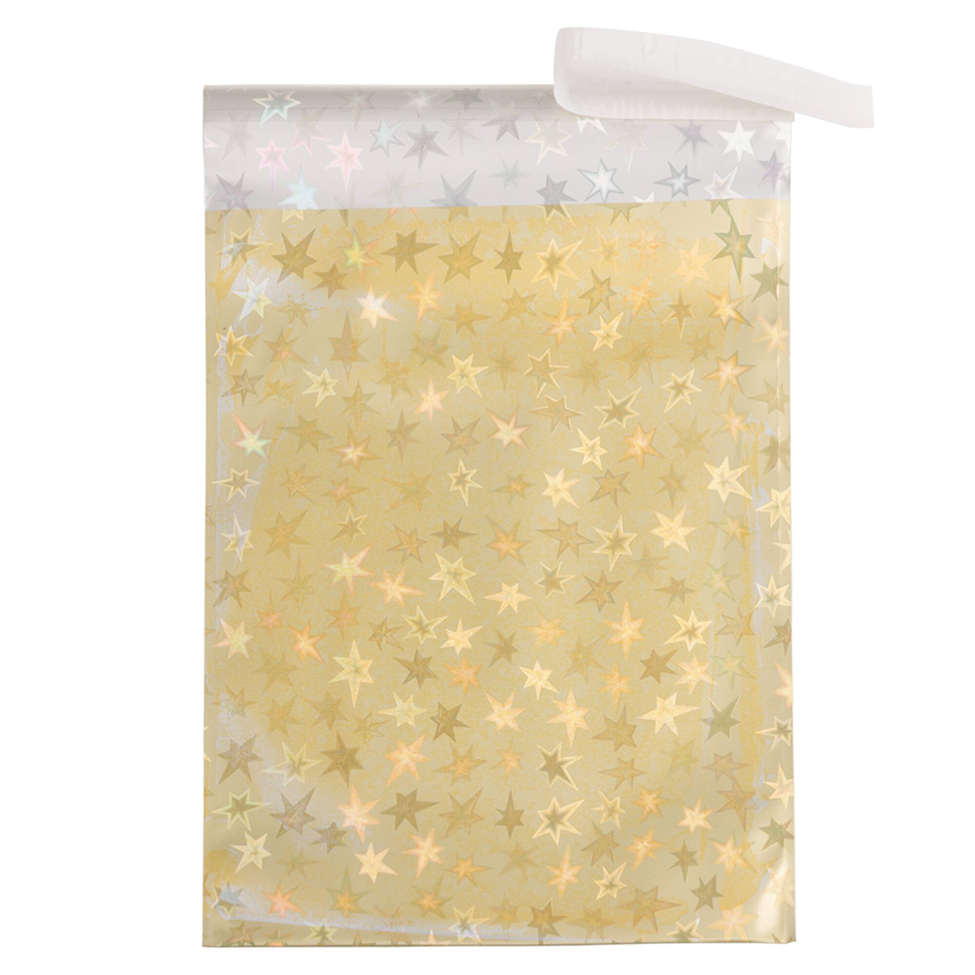 JAM Paper 6.25 x 7.875" Gold Stars Foil Open End Envelopes with Self Adhesive Closure, 25ct.